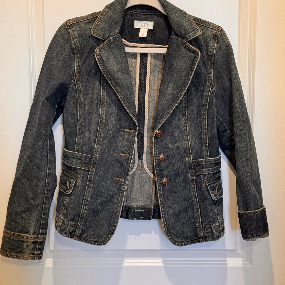 LOFT Dark Blue Denim Blazer Jacket
